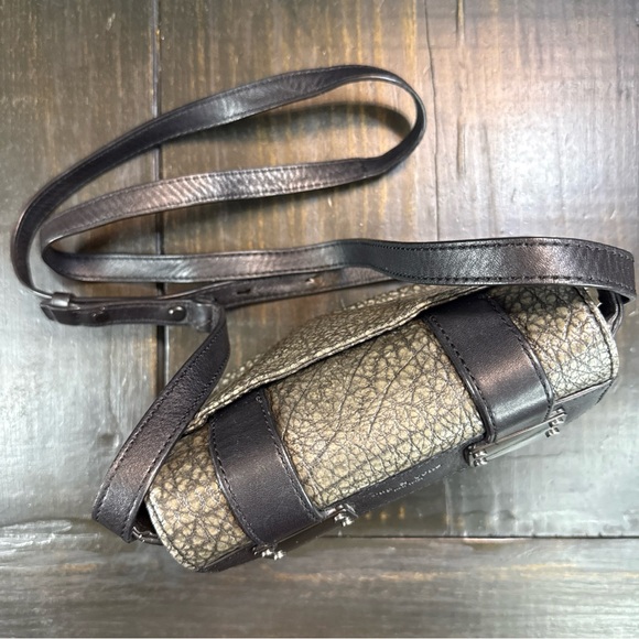 Rag & Bone Pilot Textured Leather Crossbody Black/Iron Mini Messenger Bag - Picture 4 of 16